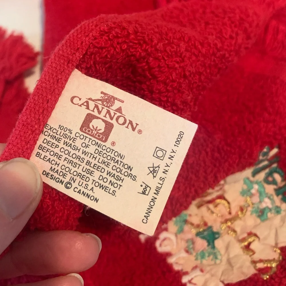 VTG Cannon Christmas Holiday Guest‎ Hand Towel Made In USA
